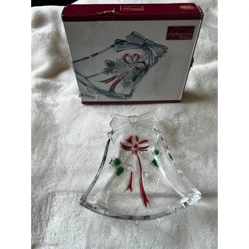 Celebrations by Mikasa Holiday Bells‎ Clear Glass Bell Candy Dish